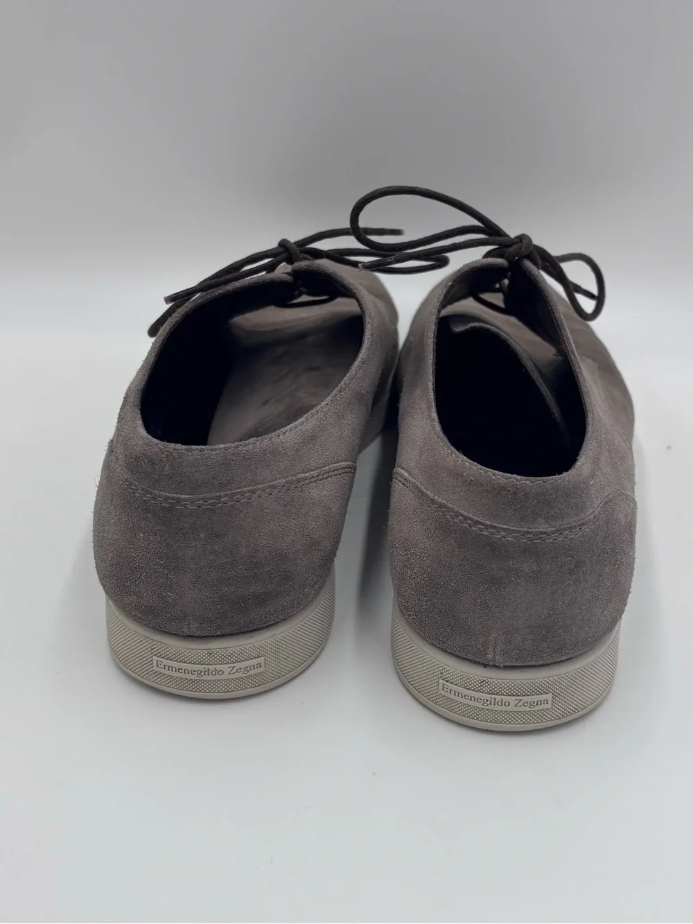 Ermenegildo Zegna Gray Suede Low -Top Derby Sneaker Shoes size 9 Made in Italy